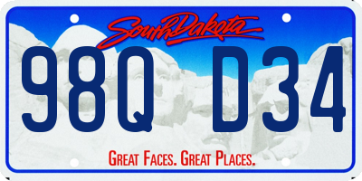 SD license plate 98QD34