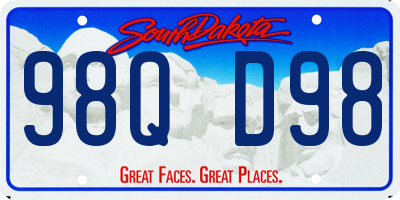 SD license plate 98QD98