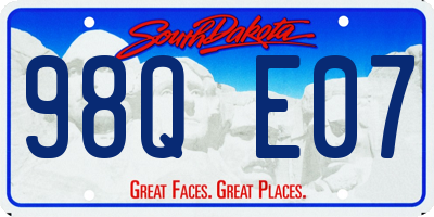 SD license plate 98QE07