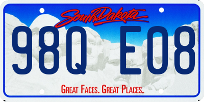 SD license plate 98QE08
