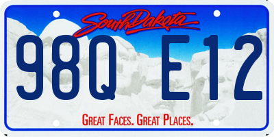 SD license plate 98QE12