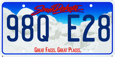 SD license plate 98QE28