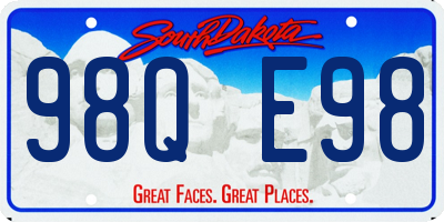 SD license plate 98QE98