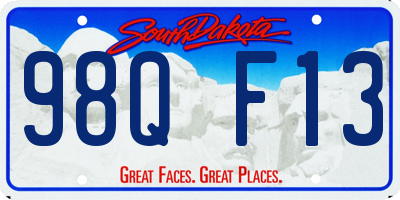 SD license plate 98QF13