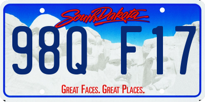 SD license plate 98QF17