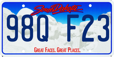 SD license plate 98QF23
