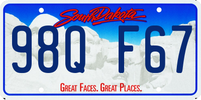 SD license plate 98QF67