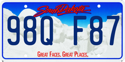 SD license plate 98QF87