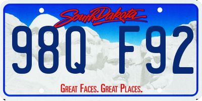 SD license plate 98QF92