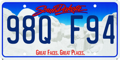 SD license plate 98QF94
