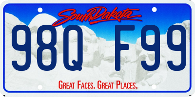 SD license plate 98QF99