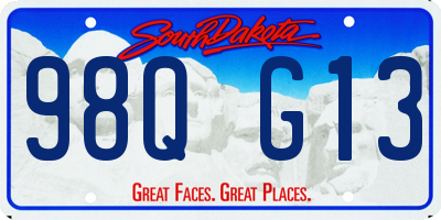 SD license plate 98QG13