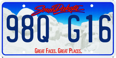 SD license plate 98QG16