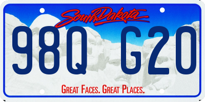 SD license plate 98QG20