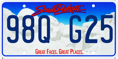 SD license plate 98QG25