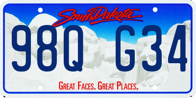 SD license plate 98QG34