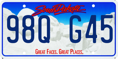 SD license plate 98QG45