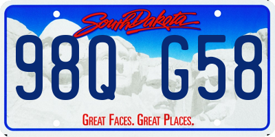 SD license plate 98QG58