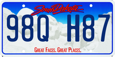 SD license plate 98QH87