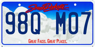 SD license plate 98QM07