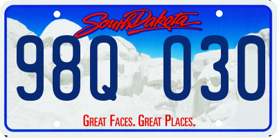 SD license plate 98QO30