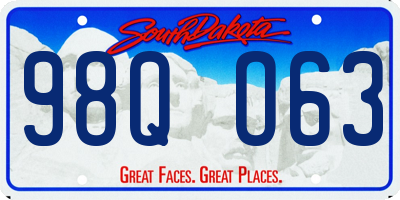 SD license plate 98QO63