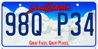 SD license plate 98QP34