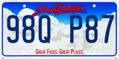 SD license plate 98QP87