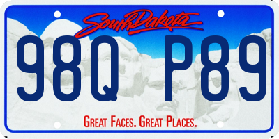 SD license plate 98QP89