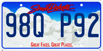 SD license plate 98QP92