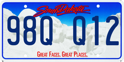SD license plate 98QQ12