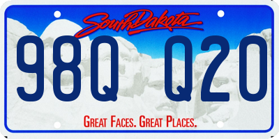 SD license plate 98QQ20