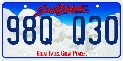 SD license plate 98QQ30