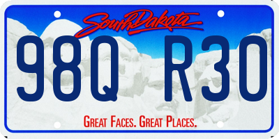SD license plate 98QR30