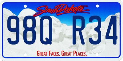 SD license plate 98QR34