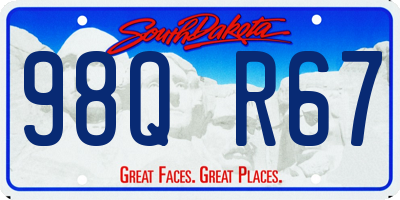 SD license plate 98QR67