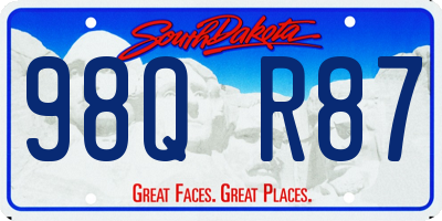 SD license plate 98QR87