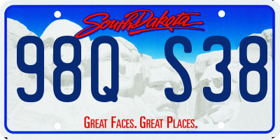 SD license plate 98QS38