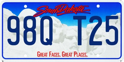 SD license plate 98QT25