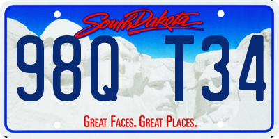 SD license plate 98QT34