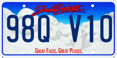 SD license plate 98QV10
