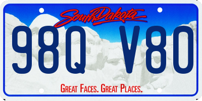 SD license plate 98QV80
