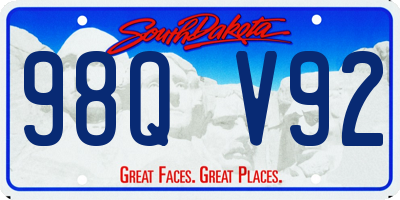 SD license plate 98QV92