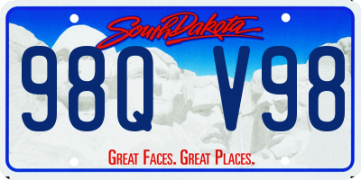 SD license plate 98QV98