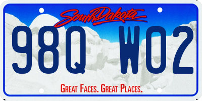 SD license plate 98QW02
