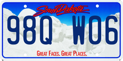 SD license plate 98QW06