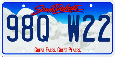 SD license plate 98QW22