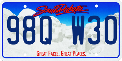 SD license plate 98QW30