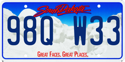 SD license plate 98QW33