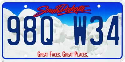 SD license plate 98QW34